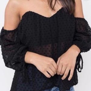 Black strapless blouse